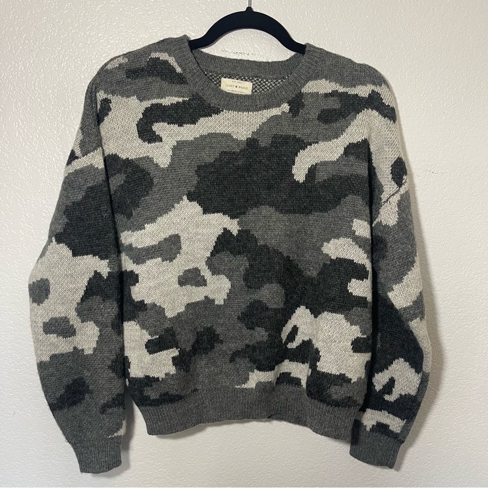 LUCKY BRAND | Wool Camo Long Sleeve Sweater Size Large